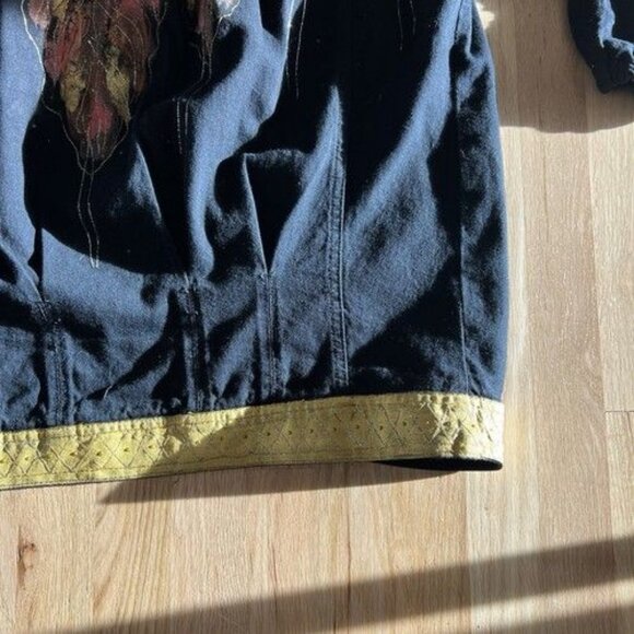 Vintage Sundance Black Denim Jean Handpainted 4 Piece‎ Set Crain Design Large - Picture 6 of 10
